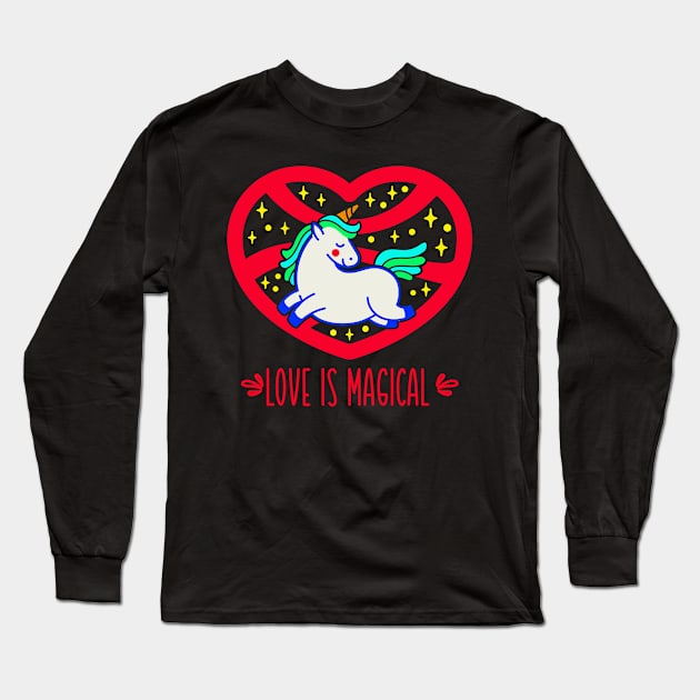 Love is Magical with Unicorn Long Sleeve T-Shirt by tropicalteesshop